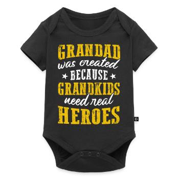 Grandad Was Created Because Grandkids Need Heroes - Baby Premium Kurzarmbody - Schwarz - Vorne