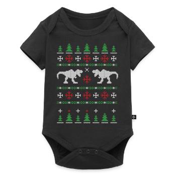 Dinosaur Dino TRex Tyrannosaurus Christmas - Baby Premium short-sleeve bodysuit - black - Front
