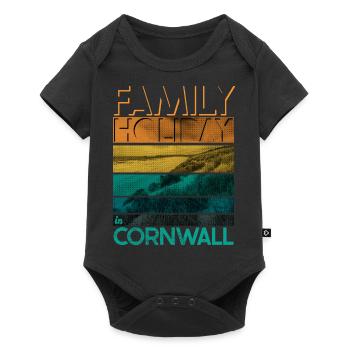 Familienurlaub in Cornwall England Urlaub - Baby Premium Kurzarmbody - Schwarz - Vorne