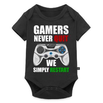 Gamers never give up, they just restart nerd - Baby Premium short-sleeve bodysuit - black - Front