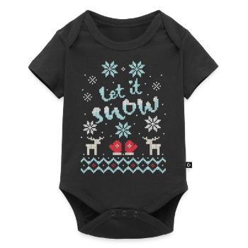 Christmas, Let it Snow, Winter, Ugly Sweater - Baby Premium short-sleeve bodysuit - black - Front