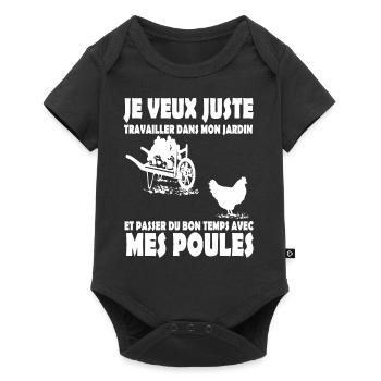 Travailler Jardin Poules Jardinier Humour Cadeau - Body à manches courtes Premium Bébé - noir - Devant