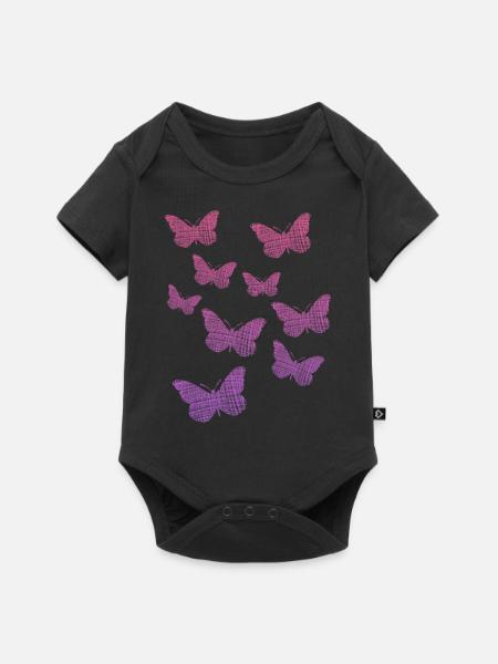 Butterflies - Baby Premium Kurzarmbody - Schwarz
