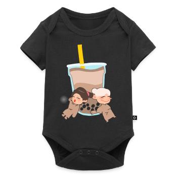 Deux Filles Avec Bubble Tea Mignon - Body à manches courtes Premium Bébé - noir - Devant