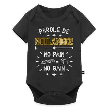 parole de boulanger no pain no gain - Body à manches courtes Premium Bébé - noir - Devant