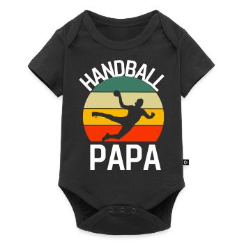 Handballspieler Papa Vatertag Geschenk Handball - Baby Premium Kurzarmbody - Schwarz - Vorne