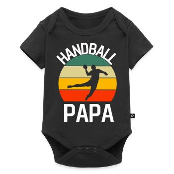 Retro Handball Papa - Baby Premium Kurzarmbody - Schwarz - Vorne