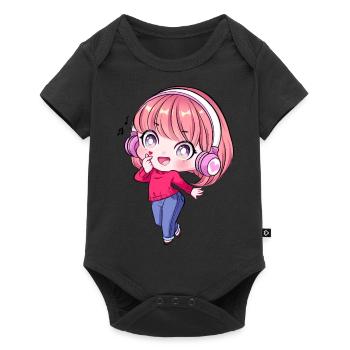 Kpop Anime Mädchen Finger Herz Saranghae Kawaii - Baby Premium Kurzarmbody - Schwarz - Vorne