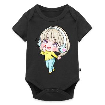 Kpop Anime Mädchen Finger Herz Saranghae Kawaii - Baby Premium Kurzarmbody - Schwarz - Vorne