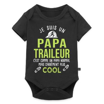 papa traieur ultra trail course à pied run - Body à manches courtes Premium Bébé - noir - Devant