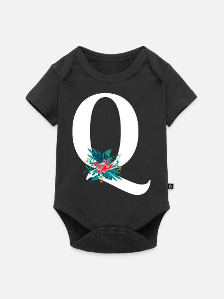 Buchstabe Q geblüht - Baby Premium Kurzarmbody - Schwarz