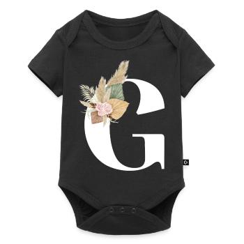 letter G flowery - Baby Premium short-sleeve bodysuit - black - Front