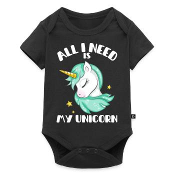 All i need is my Unicorn Einhorn Design - Baby Premium short-sleeve bodysuit - black - Front