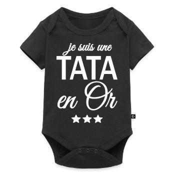 je suis une tata en or / cadeau humour tata - Body à manches courtes Premium Bébé - noir - Devant