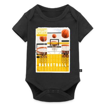 Basketball Basketballer Korb Dunking Sport Vintage - Baby Premium Kurzarmbody - Schwarz - Vorne