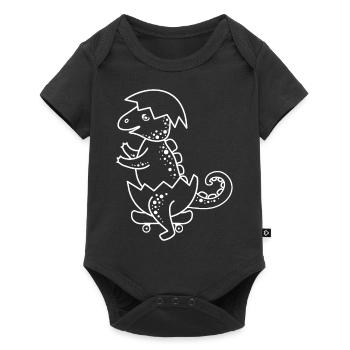 Dinosaur Cartoon Triceratops skating. - Baby Premium short-sleeve bodysuit - black - Front