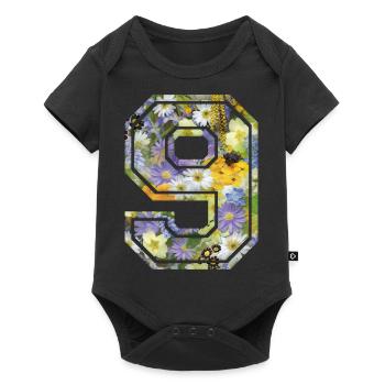 Numero 9 fleur, Équipe Foot, basket université - Body à manches courtes Premium Bébé - noir - Devant