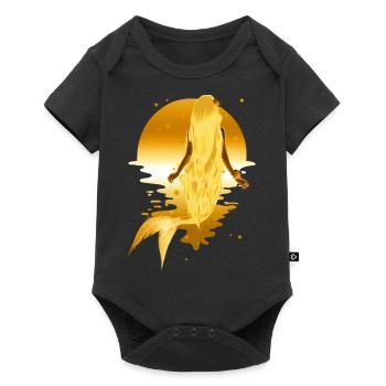 Mermaid Gold Sun Blonde Cheveux longs Conte de fées - Body à manches courtes Premium Bébé - noir - Devant