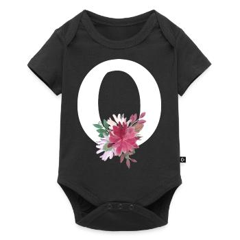 Floral letter - Baby Premium short-sleeve bodysuit - black - Front