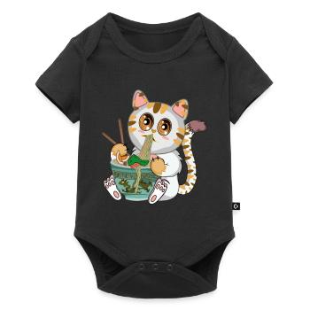 Süße Anime Japanische Katze, Manga Kawaii T-Shirt - Baby Premium Kurzarmbody - Schwarz - Vorne