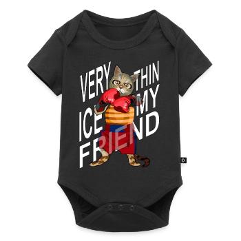 Very thin ice my freiend, Boxing Cat - Baby Premium short-sleeve bodysuit - black - Front