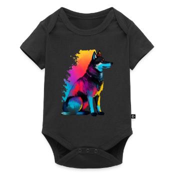 A dog wolf silhoutte colorful.beautiful dog wolf png - Baby Premium short-sleeve bodysuit - black - Front