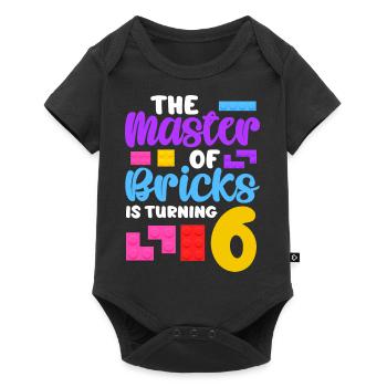 The master of bricks is turning 6 - Baby Premium Kurzarmbody - Schwarz - Vorne