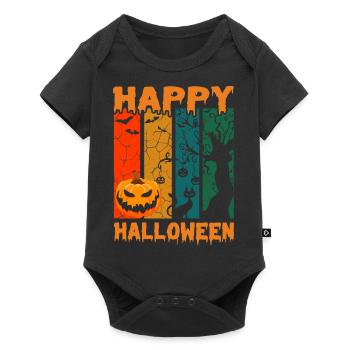 Retro Happy Halloween Design Pumpkin Black Cat - Body à manches courtes Premium Bébé - noir - Devant