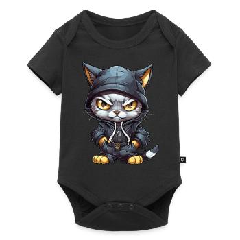 Cat Hip Hop Rap Rapper DJ Ghetto Crew Gangster - Baby Premium short-sleeve bodysuit - black - Front