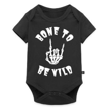 Halloween Metal Rock BONE TO BE WILD, weiß - Baby Premium Kurzarmbody - Schwarz - Vorne