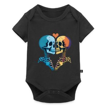 Kissing romantic skeletons - Baby Premium short-sleeve bodysuit - black - Front