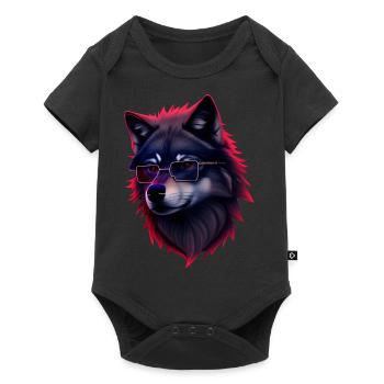 Wolf - Baby Premium Kurzarmbody - Schwarz - Vorne