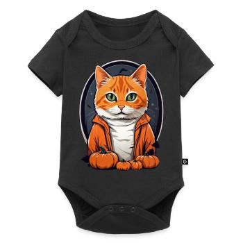 Chat d’Halloween - Body à manches courtes Premium Bébé - noir - Devant
