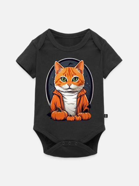 Halloween Katze - Baby Premium Kurzarmbody - Schwarz