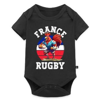 Coq Rugby Joueur de Ballon Fan - Body à manches courtes Premium Bébé - noir - Devant