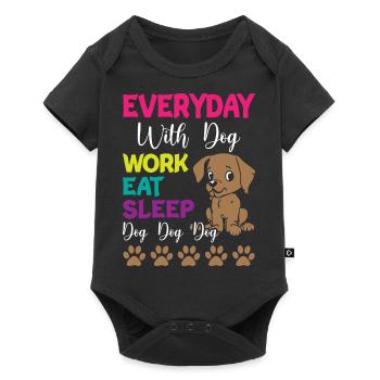 Tous les jours, c’est Chiens Travail Manger Dormir Chien Chien Chien - Body à manches courtes Premium Bébé - noir - Devant