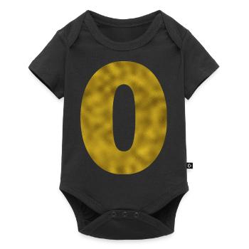 Zahl 0 Gold - Baby Premium Kurzarmbody - Schwarz - Vorne