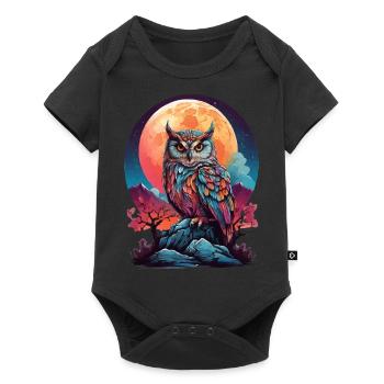 MOONLIT MYSTIQUE: A COLORFUL OWL’S NIGHTTIME VIGIL - Baby Premium short-sleeve bodysuit - black - Front