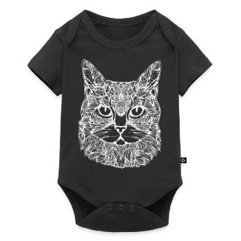 Chat, Motif De Chat, Visage De Chat - Body à manches courtes Premium Bébé - noir - Devant