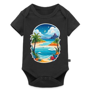 plage vacances soleil mer - Body à manches courtes Premium Bébé - noir - Devant