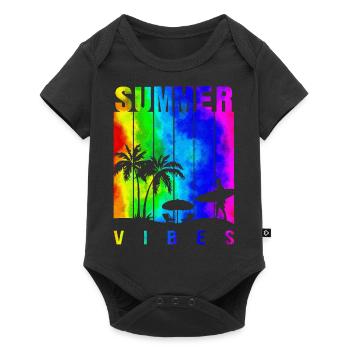Summer Illustration Summer Floral Art Flower Sea - Baby Premium short-sleeve bodysuit - black - Front
