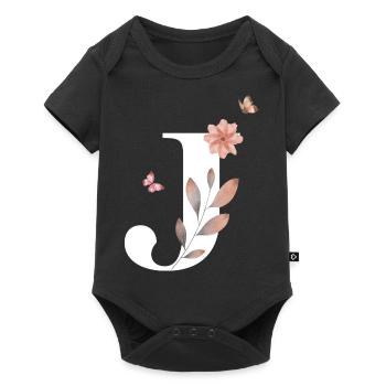Letter j Wildflowers Watercolors - Baby Premium short-sleeve bodysuit - black - Front