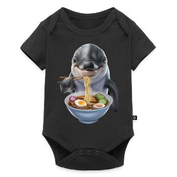 Delfin Ramen - Baby Premium Kurzarmbody - Schwarz - Vorne