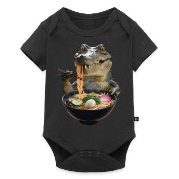 Krokodil Ramen - Baby Premium Kurzarmbody - Schwarz - Vorne