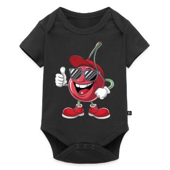 Kirsche - Baby Premium Kurzarmbody - Schwarz - Vorne