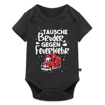 Tausche Bruder Gegen Feuerwehr - Baby Premium Kurzarmbody - Schwarz - Vorne