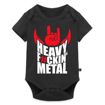 Heavy F#ckin' Metal Hard Rock Music Text Fun Quote - Baby Premium short-sleeve bodysuit - black - Front