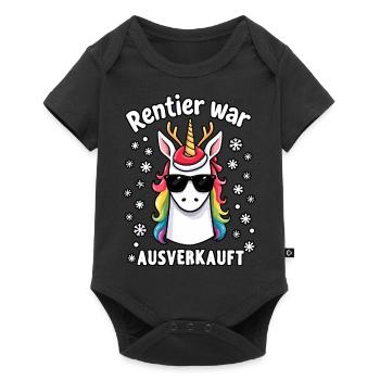 Rentier war ausverkauft Einhorn - Baby Premium Kurzarmbody - Schwarz - Vorne