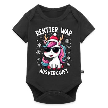 Rentier war ausverkauft Einhorn - Baby Premium Kurzarmbody - Schwarz - Vorne