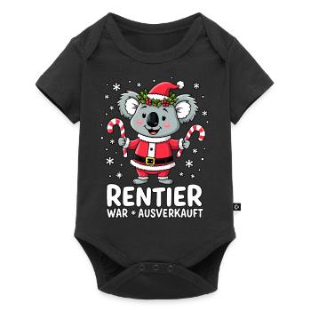 Rentier & Koala: Weihnachtsfest-Sprüche T-Shirt - Baby Premium Kurzarmbody - Schwarz - Vorne